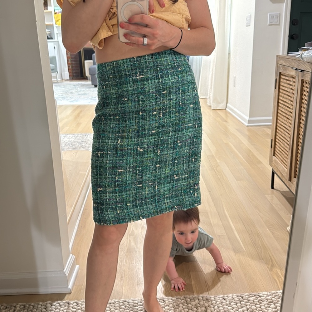 Kate Spade Tweed Pencil Skirt - Green Purple and White - Picture 7 of 7